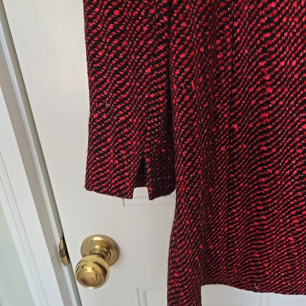 Doncaster Ladies Red And Black Wool Blend Tweed Mid Length Jacket Size 10 - Picture 5 of 11
